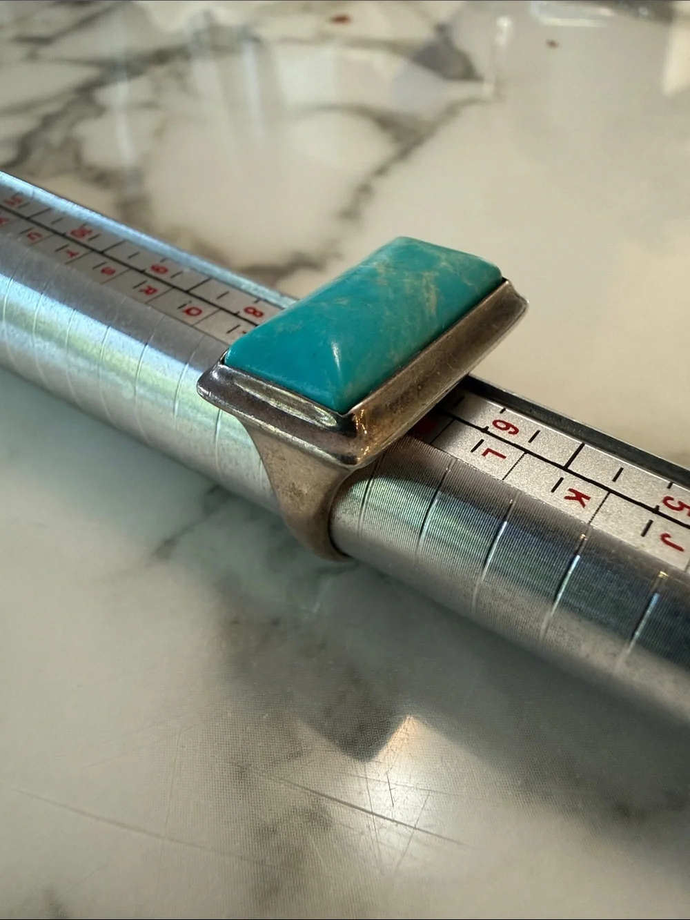 RLM Studios silver and turquoise ring, size 7.